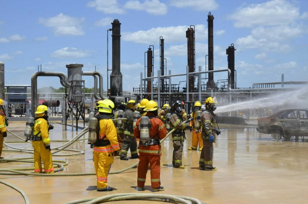 Fire and safety diploma student learning industrial safety procedures at AMET Global Institute Thiruvalla